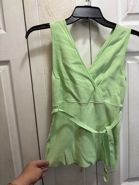 LOFT Light Green V-Neck Wrap Tank